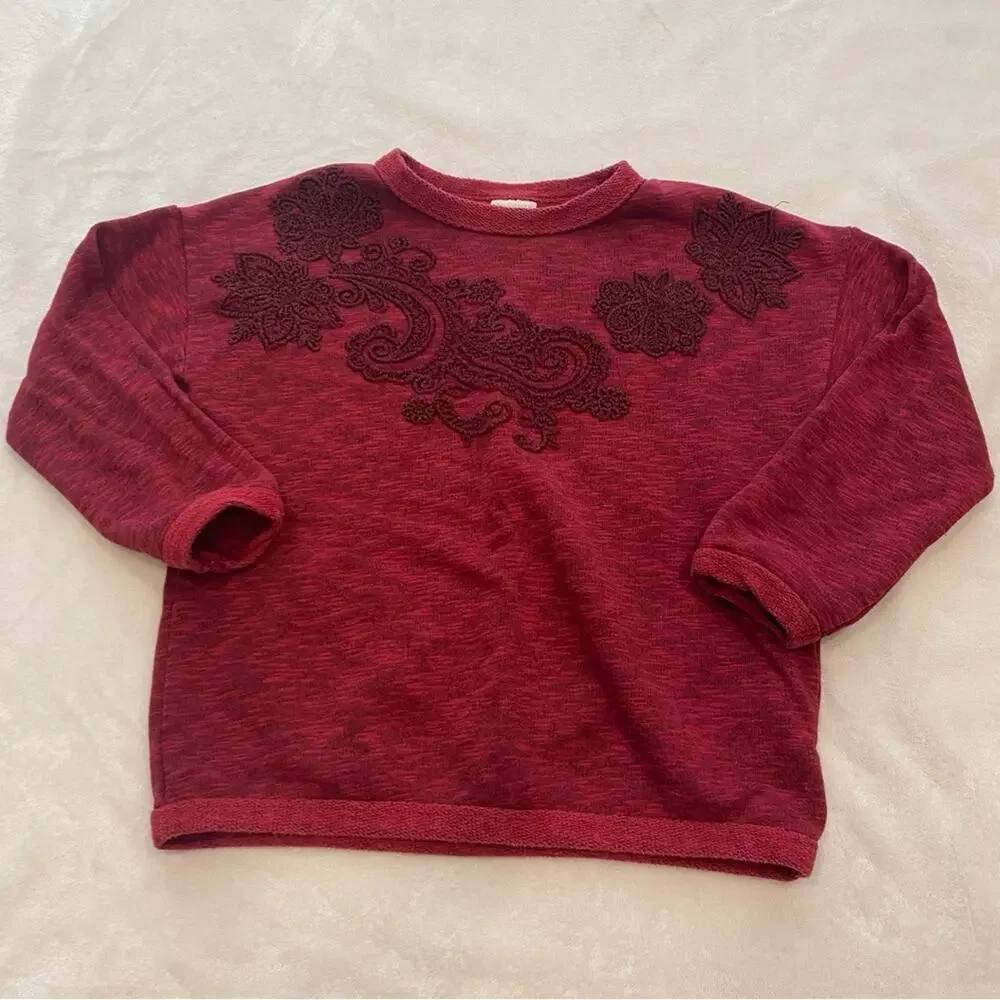 Zara Kids Embroidered Sweatshirt sz 6 Red Zara Sweatshirt